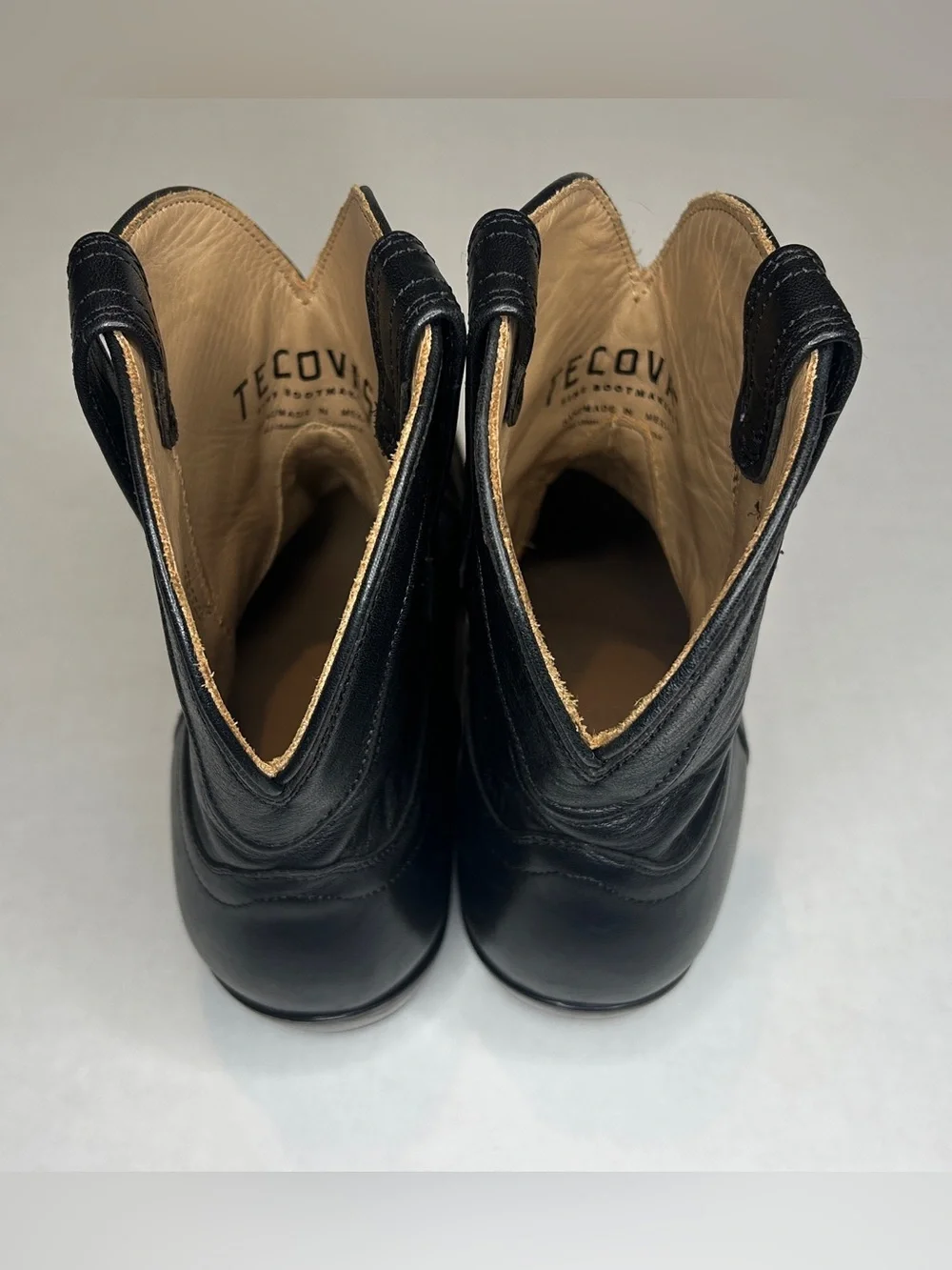 Tecovas Size 8.5B Black Women's Cowboy Ankle Boot with Brown Leather Sole